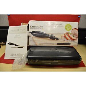 Bella Cucina Artful Food Electric Carving Knife & Fork Set W/ Case NEW Open Box